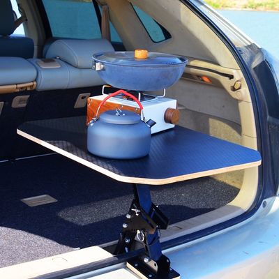 Assento interior de carro de madeira, encosto de costas, assento traseiro dobrável, mesa com mesa giratória