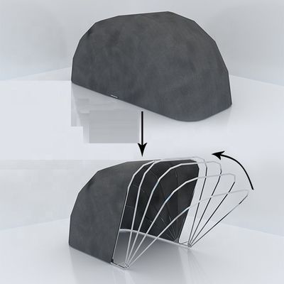 Portas dobradas horizontais com logotipo personalizado e cor cinzenta